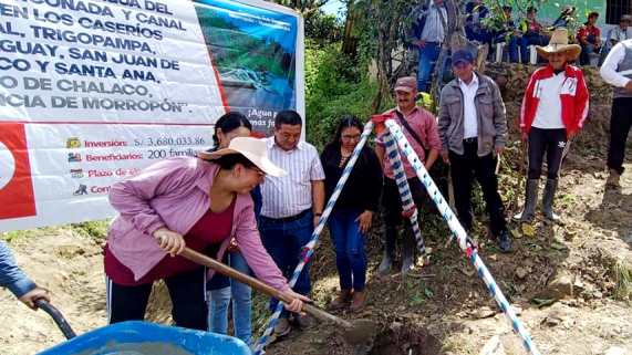 Gobierno Regional inicia construcción de canales de riego Rinconada y Ramos en Chalaco