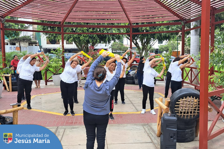 Nuestros adultos mayores del #CIAM de Jesús María 👵👴 participaron de un taller de Taichi al aire libre en nuestro hermoso 📍Parque Habich.