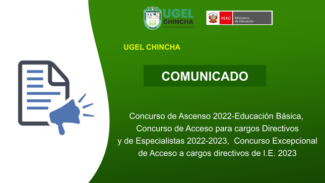 Concurso de Ascenso 2022-Educación Básica, Concurso de Acceso para cargos Directivos y de Especialistas 2022-2023, Concurso Excepcional de Acceso a cargos directivps de I.E. 2023