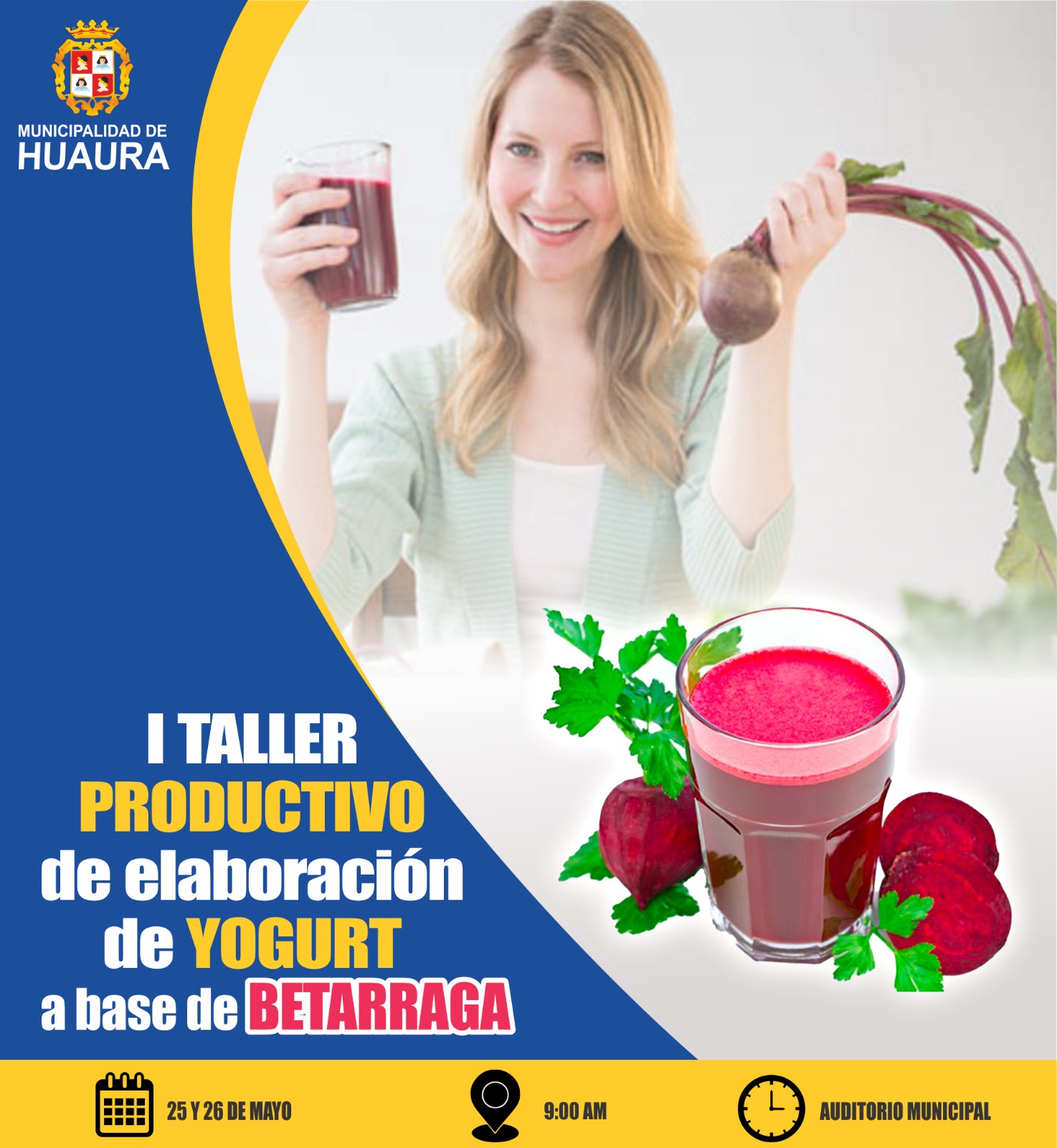 MUNICIPALIDAD DE HUAURA REALIZARÁ TALLER PRODUCTIVO DE ELABORACIÓN DE YOGURT A BASE DE BETARRAGA