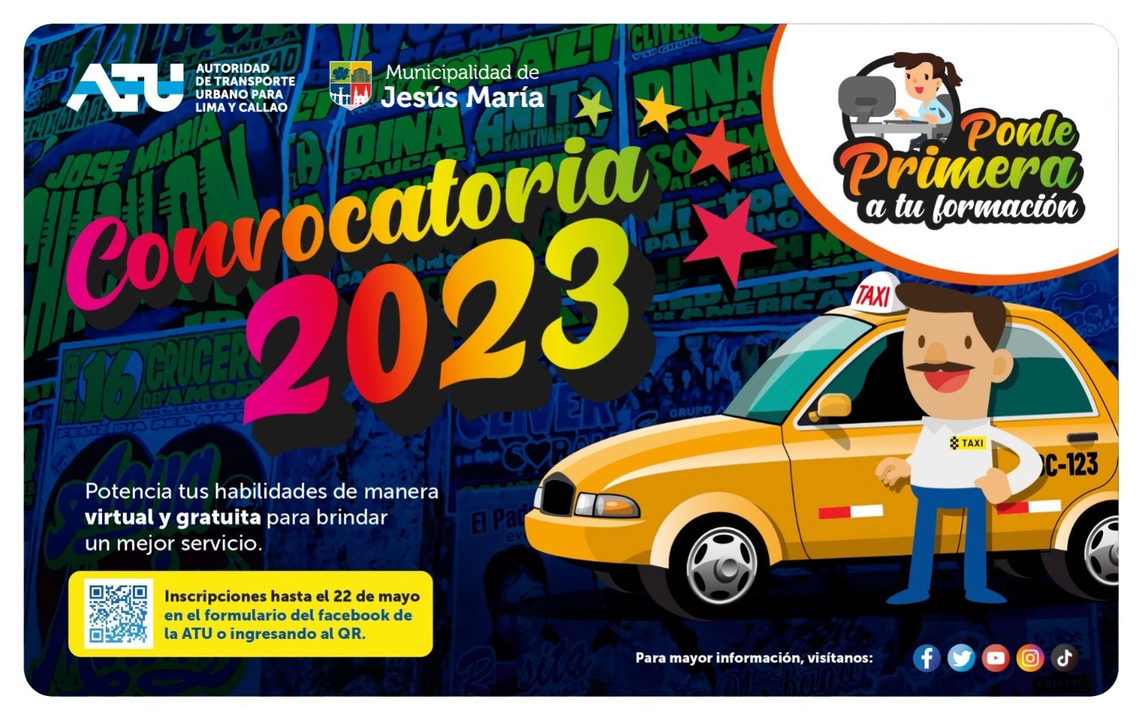 ¡Amigos taxistas! 🚕 Este 22 de mayo continúa con tu profesionalización para ofrecer un mejor servicio gracias al programa de capacitación “Ponle primera a tu formación” de nuestros amigos de la @Autoridad de Transporte Urbano