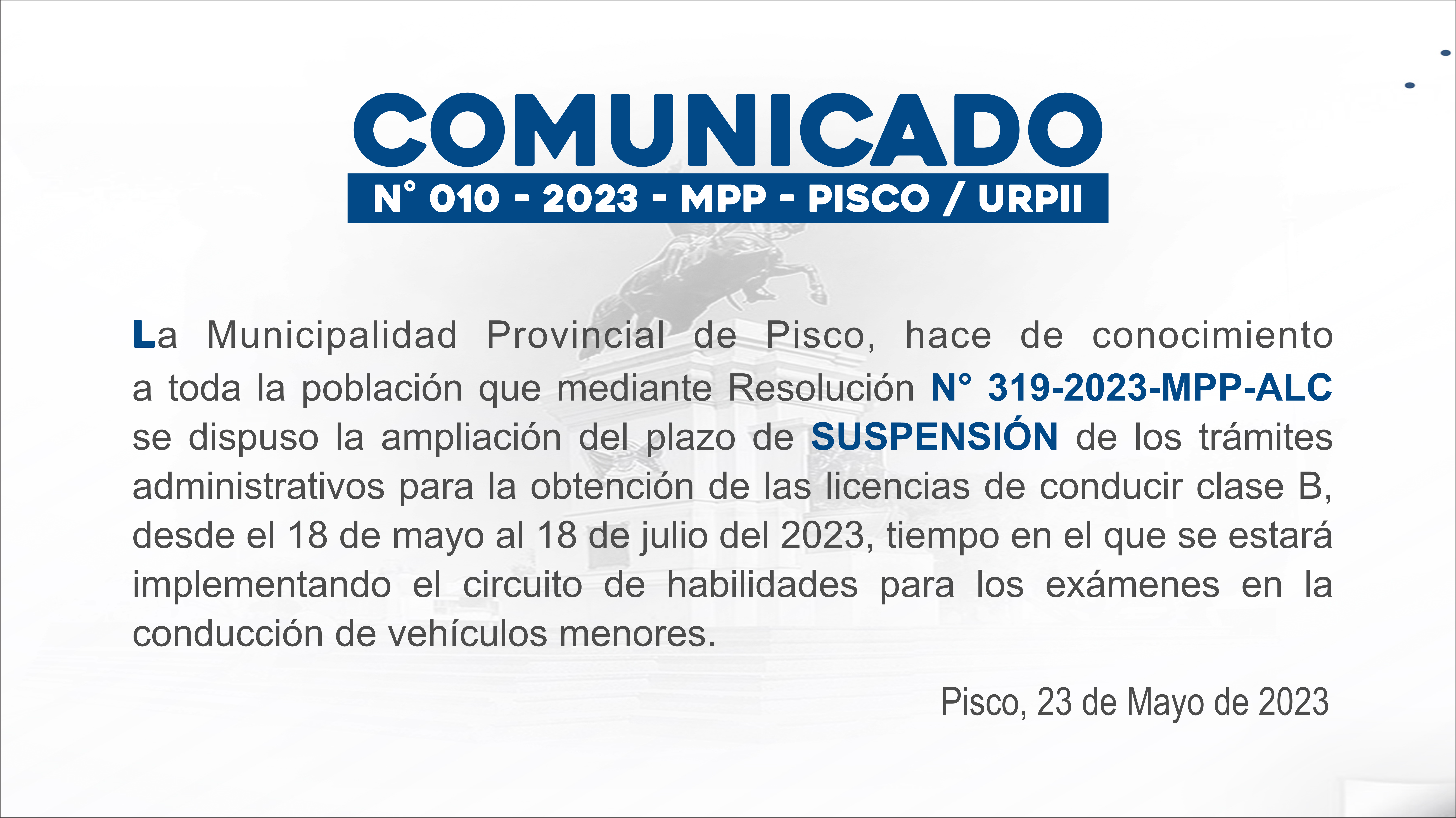 Municipio Amplía el Plazo de Suspensión de los Trámites de Licencias de Conducir Clase "B"