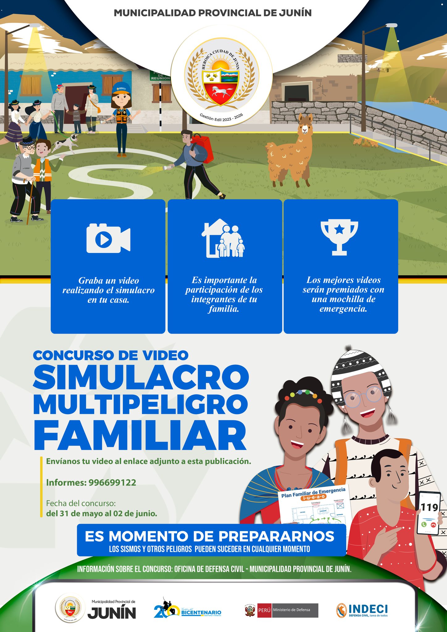 "¡Participa en el emocionante Concurso de Simulacro Familiar Multipeligro 2023 en Junín y fortalece la seguridad en tu hogar!