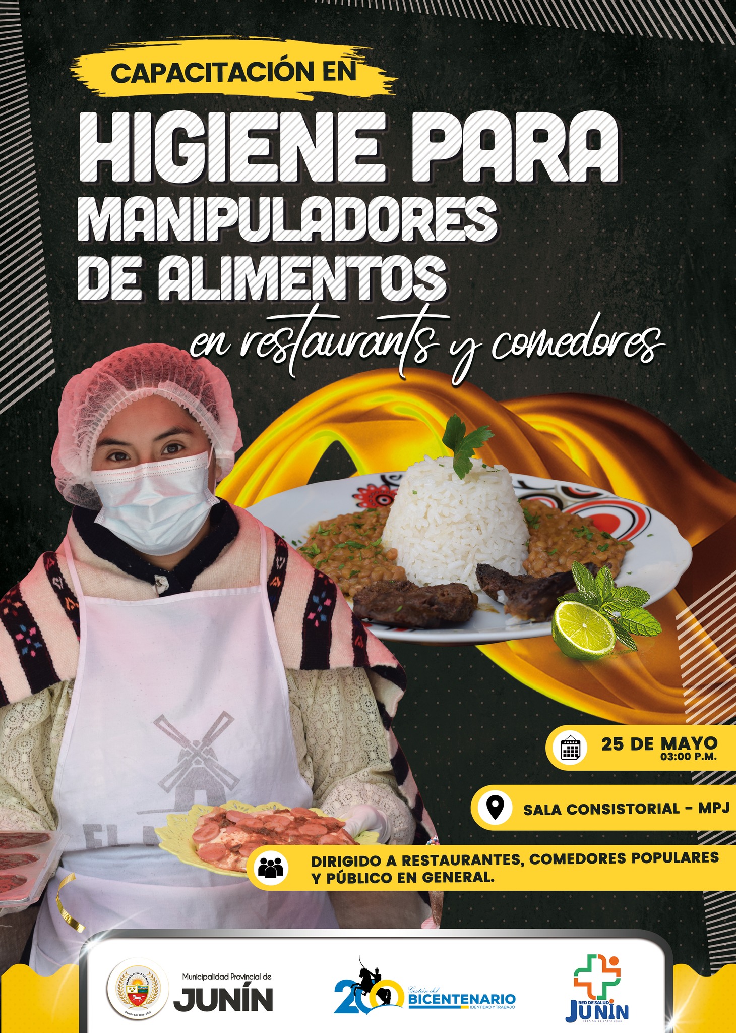 Capacitación para manipuladores de alimentos en Junín: Promoviendo prácticas seguras y higiene en restaurantes y comedores populares. ¡Trabajemos juntos por una alimentación saludable y segura!