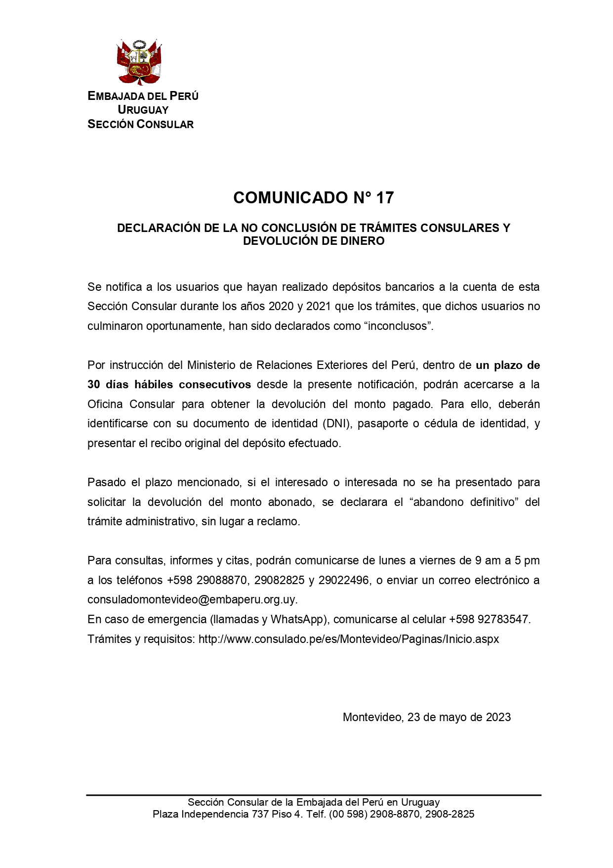 COMUNICADO N° 17