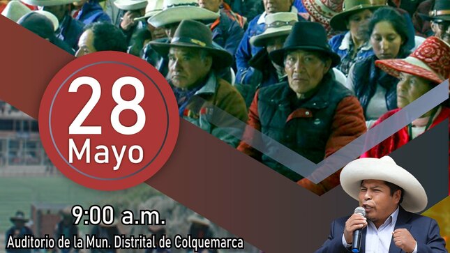 La Municipalidad Distrital de Colquemarca a través de la Sub Gerencia de Desarrollo Social en coordinación con la Liga Agraria del Distrito de Colquemarca “Marcos Cruz Barrionuevo”, organizarán el vigésimo cuarto “Congreso Eleccionario de la Liga Agraria del Distrito de Colquemarca, 2023”
¡Colquemarca, un nuevo comienzo con oportunidades para todos!
Prof. Santos Oviedo Ataucuri - Alcalde
Gestión 2023 - 2026
