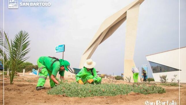 El día de hoy la Municipalidad de San Bartolo, realizó una jornada de retiro de maleza y sembrado de plantas en la entrada "Cruz de Hueso"