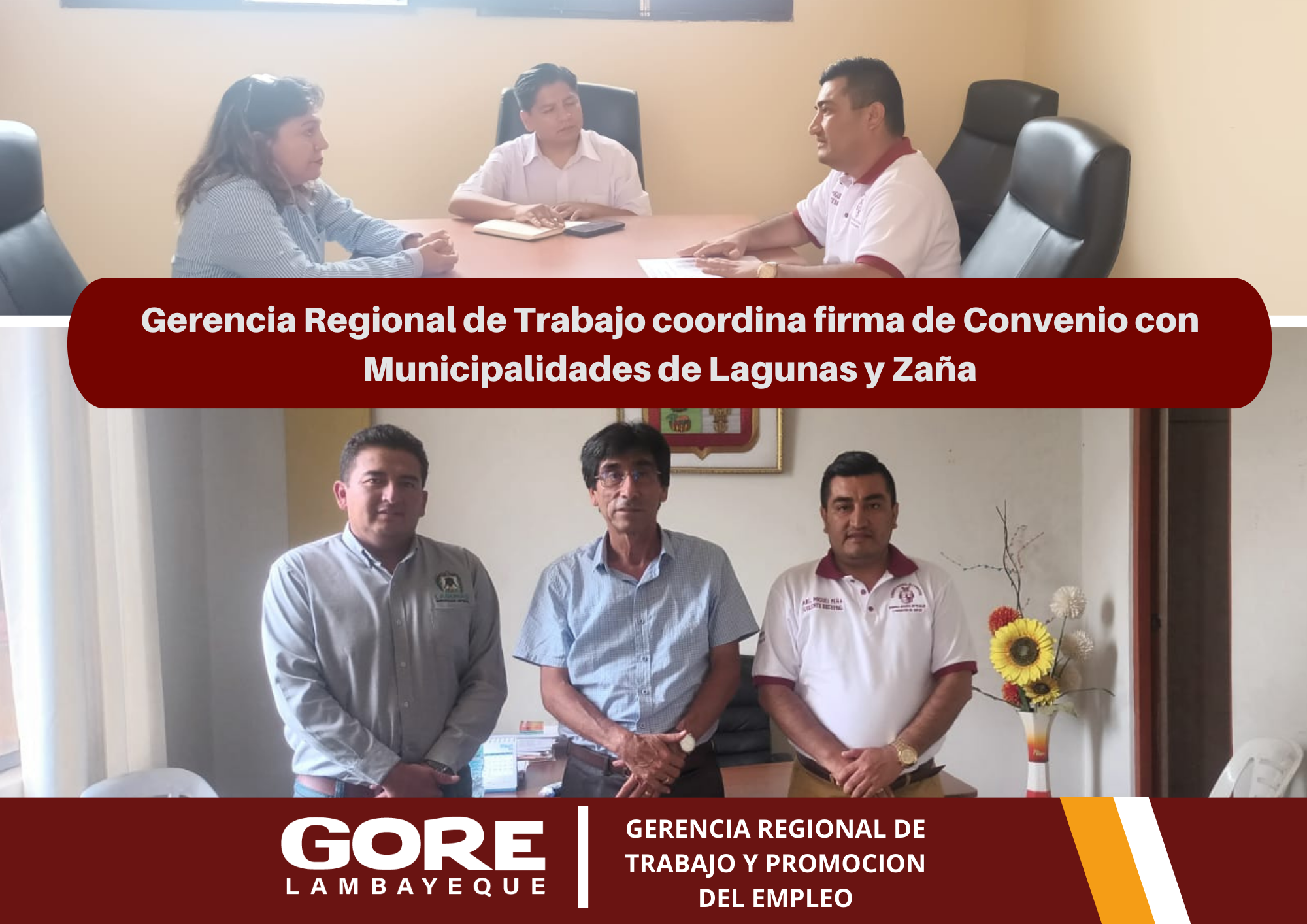 afiche con las fotos de las visitas a las municipalidades