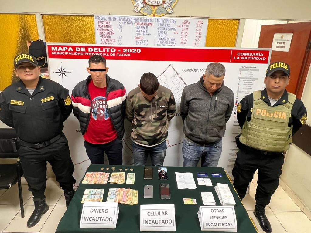 Tacna: Policía captura a tres extranjeros que extorsionaban bajo la modalidad del “gota a gota”