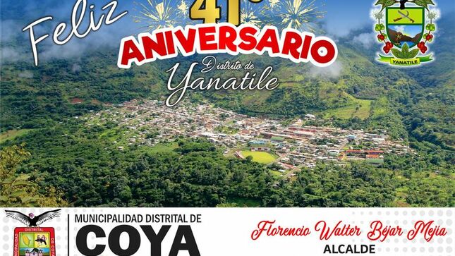 FELIZ ANIVERSARIO DEL DISTRITO DE YANATILE