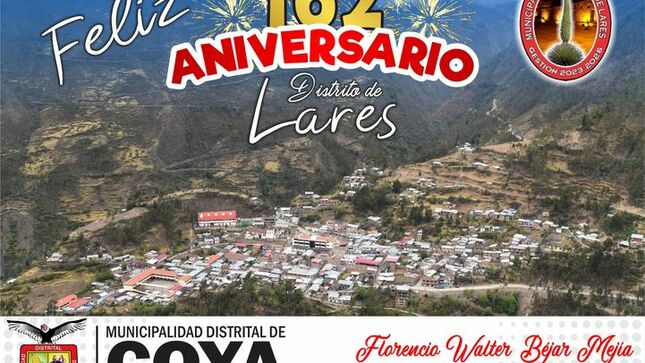 FELIZ ANIVERSARIO DEL DISTRITO DE LARES