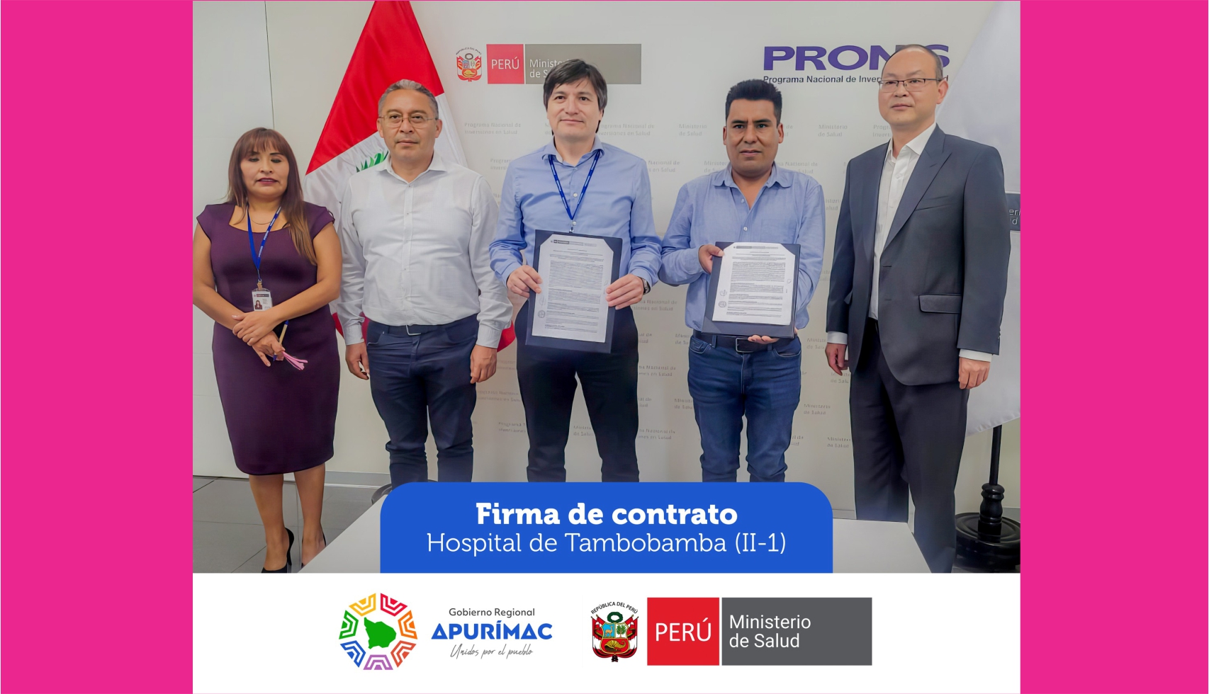 Con más de 147 millones se hará realidad el hospital de Tambobamba al participar en firma de contrato gobernador regional con el PRONIS