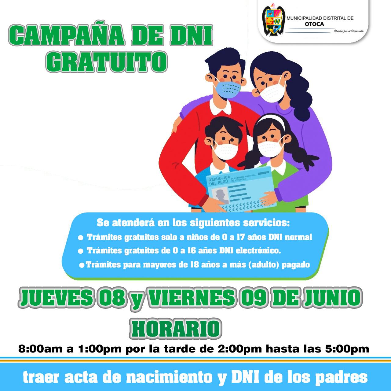 Campaña de DNI gratuito en el Distrito de Otoca