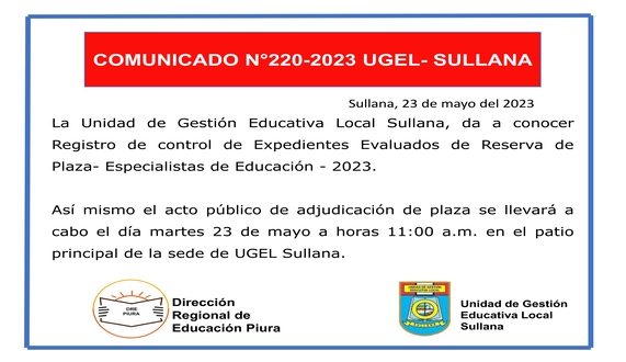 Comunicado N°220-2023
