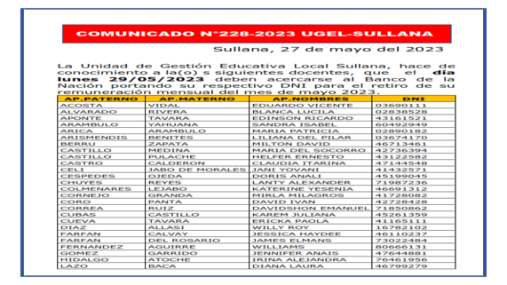 Comunicado N°228-2023