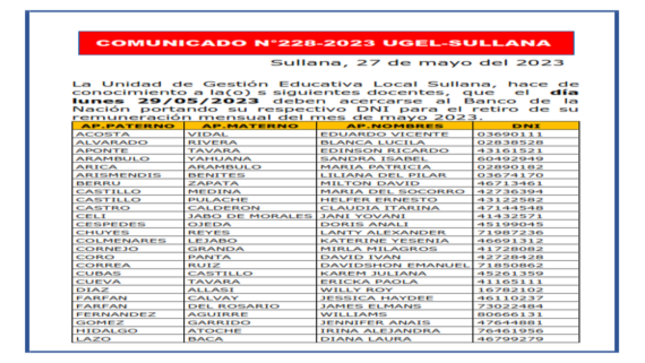 Comunicado N°228-2023