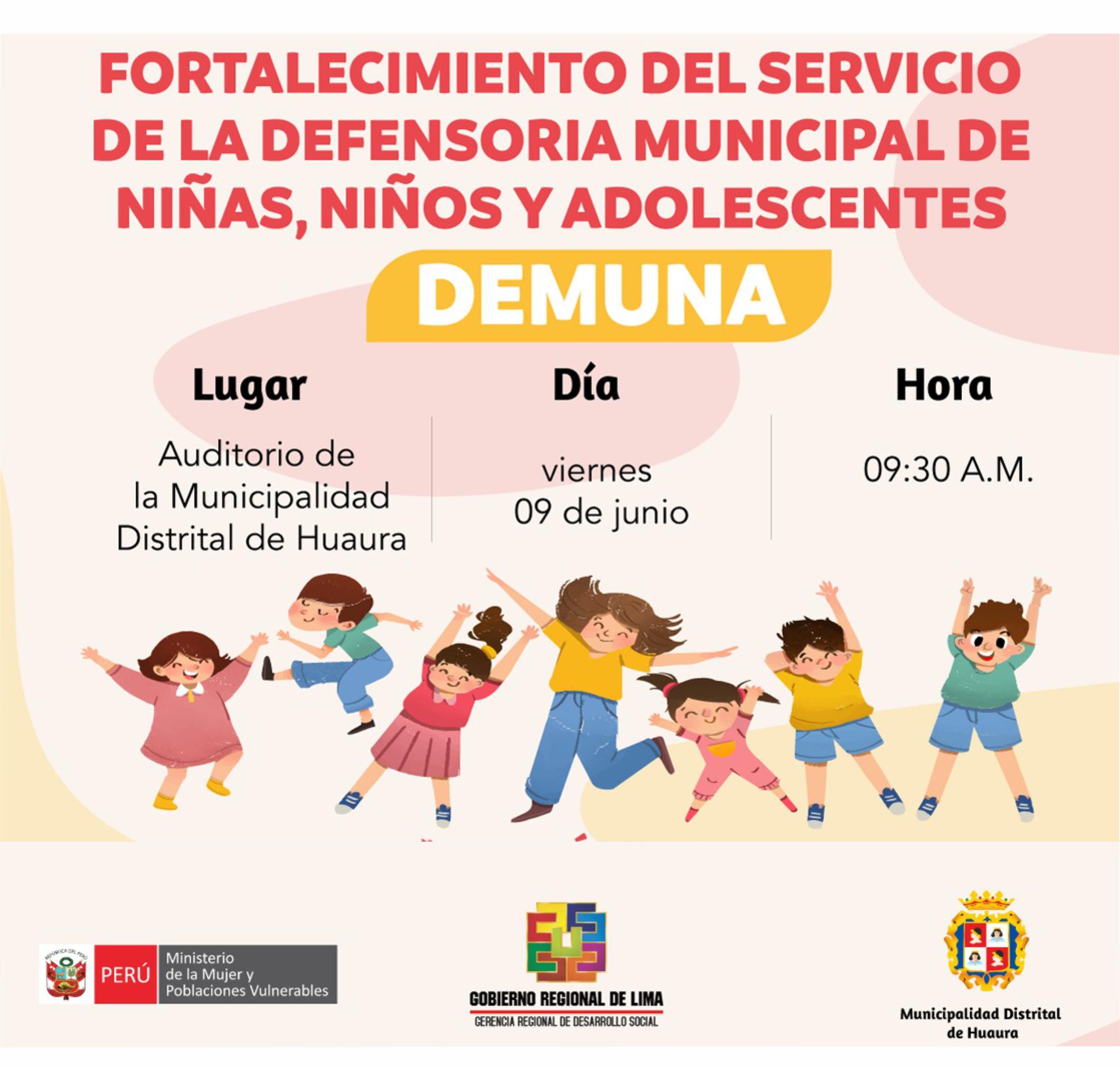 CAPACITARAN A LA DEFENSORÍA MUNICIPALIDA DE LAS NIÑAS, NIÑOS Y ADOLESCENTES (DEMUNA) PARA FORTALECER SU SERVICIO.