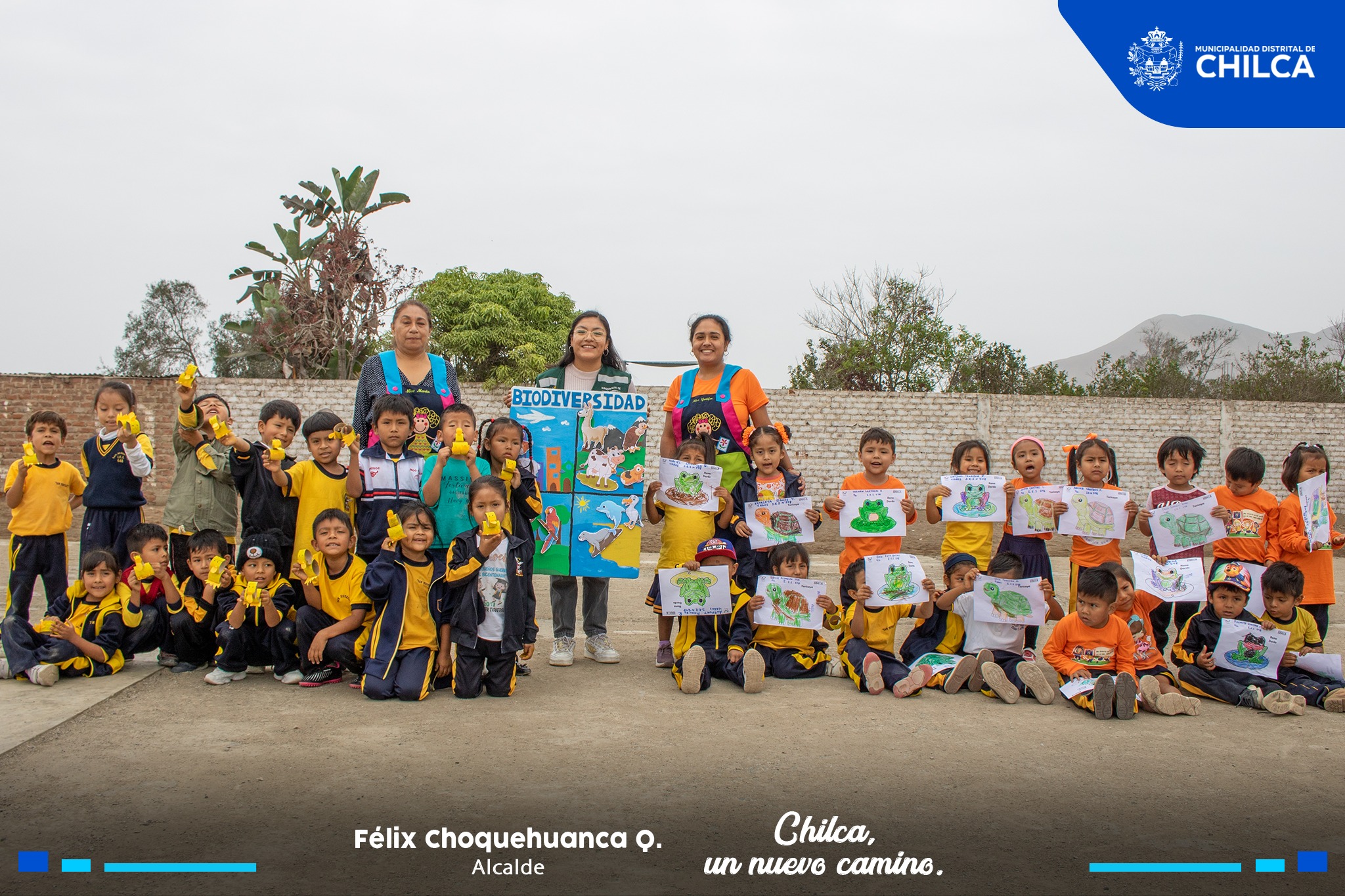 Talleres en diferentes colegios del Distrito de Chilca, con el tema “Biodiversidad”