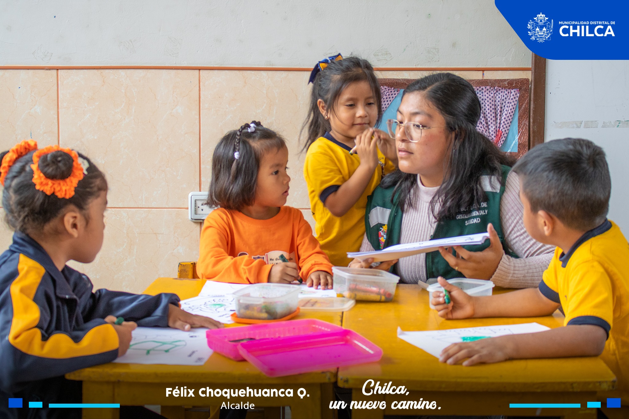Talleres en diferentes colegios del Distrito de Chilca, con el tema “Biodiversidad”