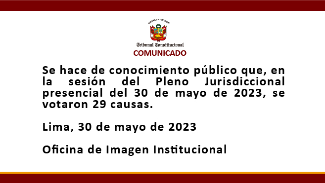 Comunicado del 30 de mayo de 2023.
