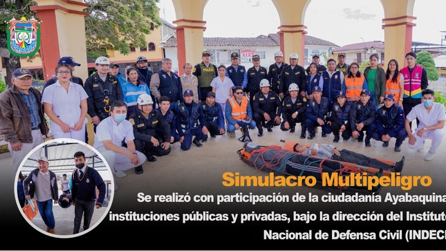 Con Participación de la Ciudadania Ayabaquina,Instituciones Públicas y Privadas, bajo la Dirección del Instituto Nacional de Defensa Civil (INDECI) 