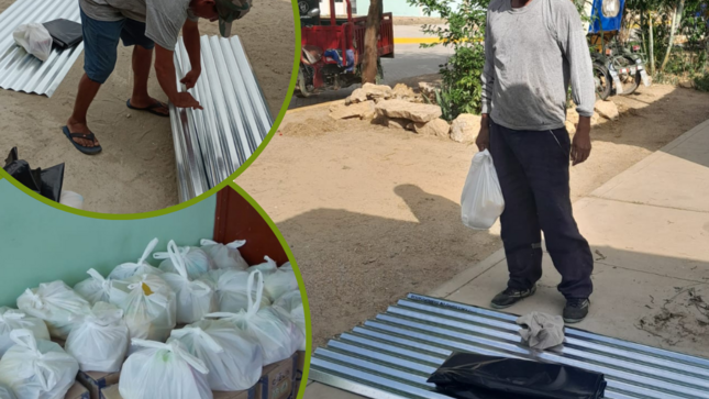 Foto de la entrega de ayuda humanitaria. 