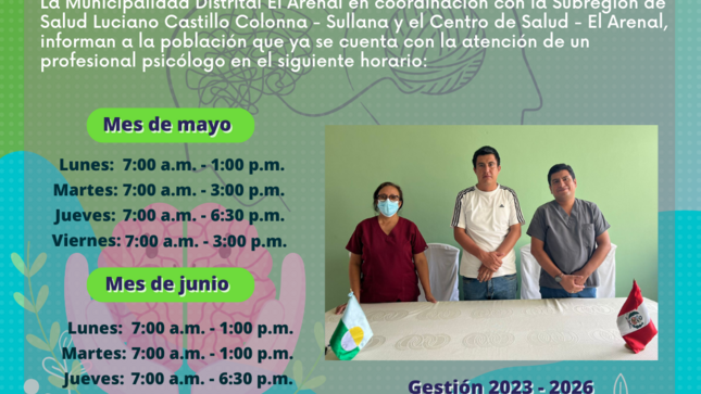 Foto del comunicado de la atención de un profesional psicólogo
