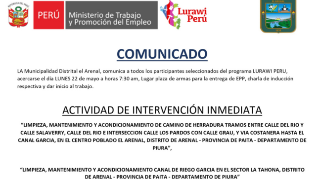 Flyer del comunicado de Lurawi Perú