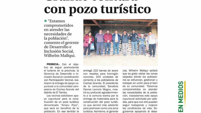 Gracias al apoyo coyuntural de la Municipalidad de Huancayo