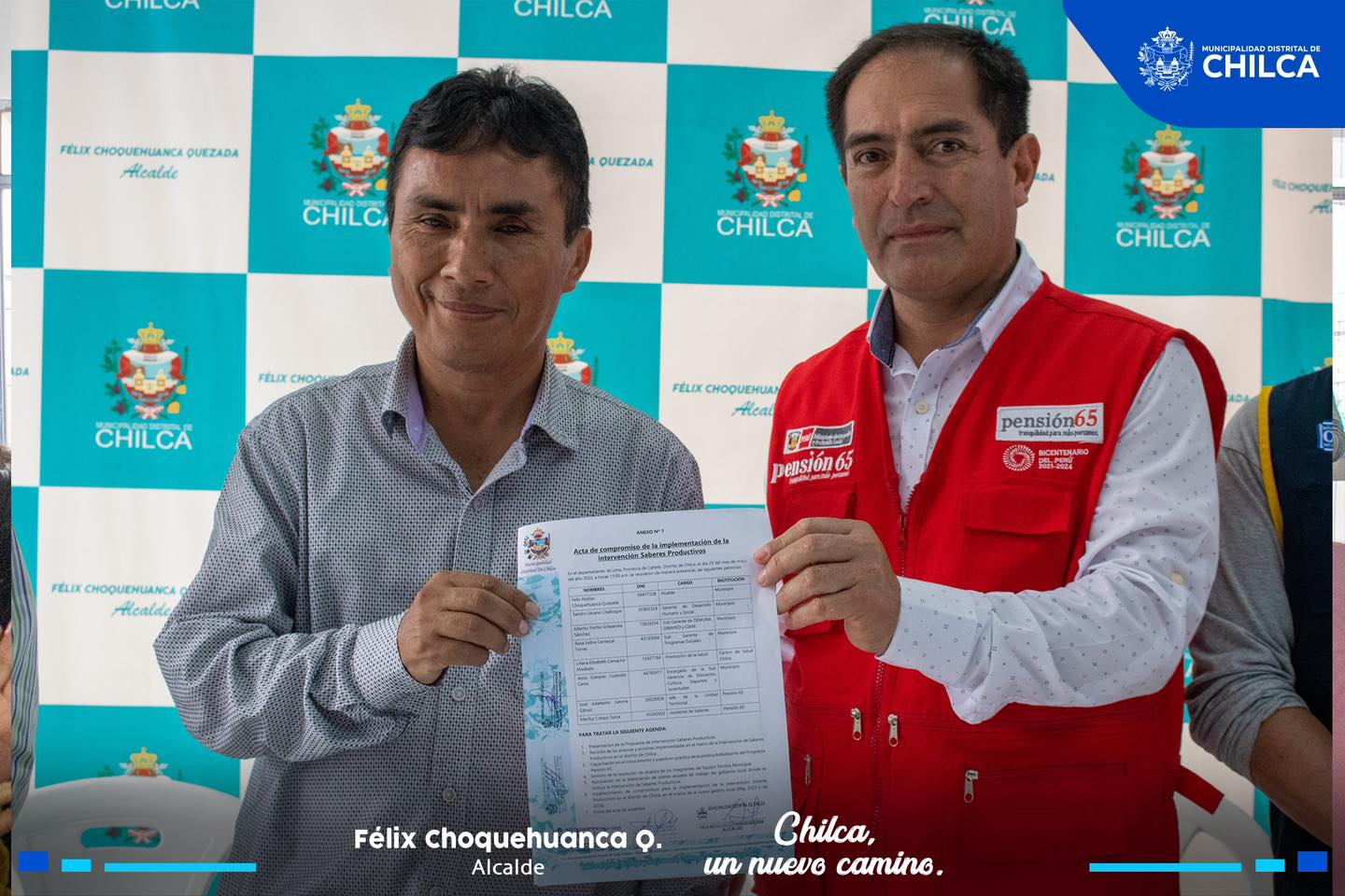 Firma del Acta de Compromiso para la Implementación de la intervención Saberes Productivos