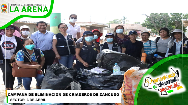 Campaña de Recojo de Criaderos de Zancudos en el Distrito de La Arena
