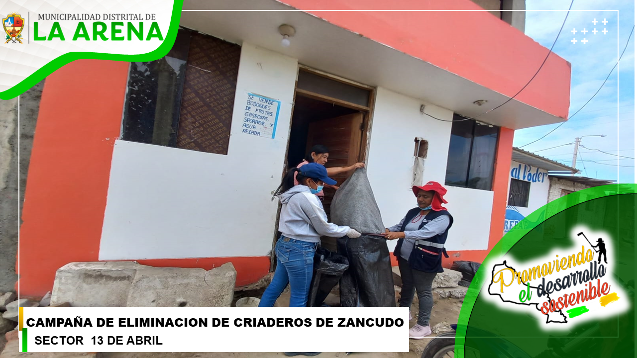 Campaña de Recojo de Criaderos de Zancudos en el Distrito de La Arena