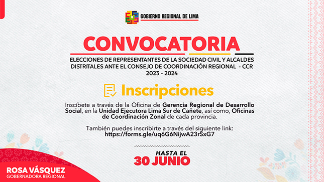   Gore Lima convoca a elecciones de representantes de la sociedad civil y alcaldes distritales ante el CCR