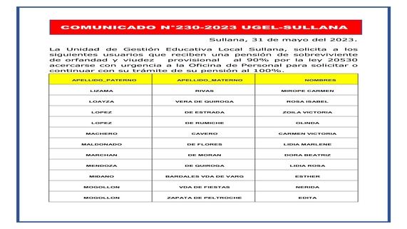 Comunicado N°230-2023