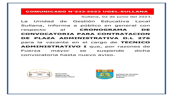 Comunicado N°233-2023