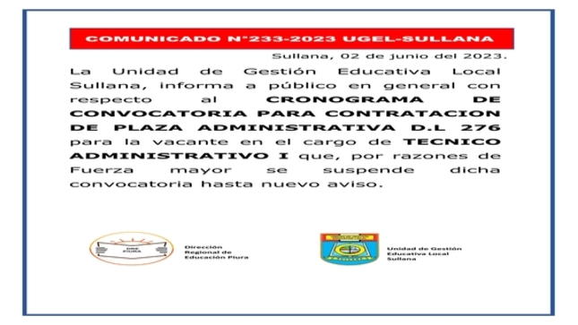 Comunicado N°233-2023