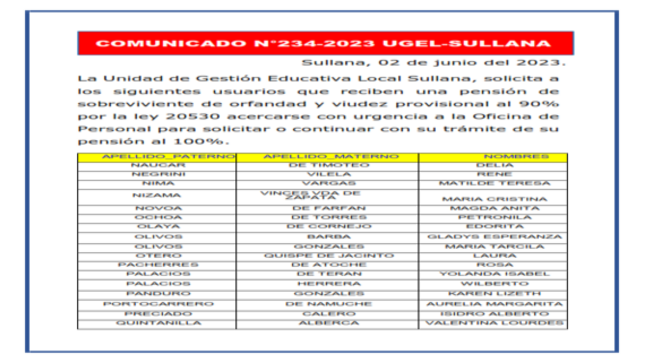 Comunicado N°234-2023.