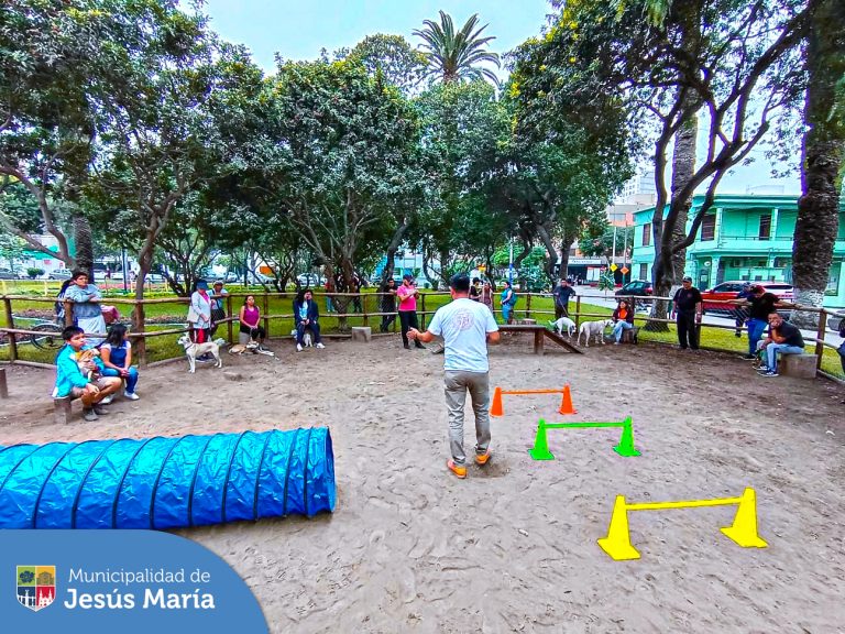 Vecinos y serenos jesusmarianos reforzaron sus conocimientos sobre educación 🐾 canina en nuestra segunda clase del taller de adiestramiento profesional 🎓🐶.