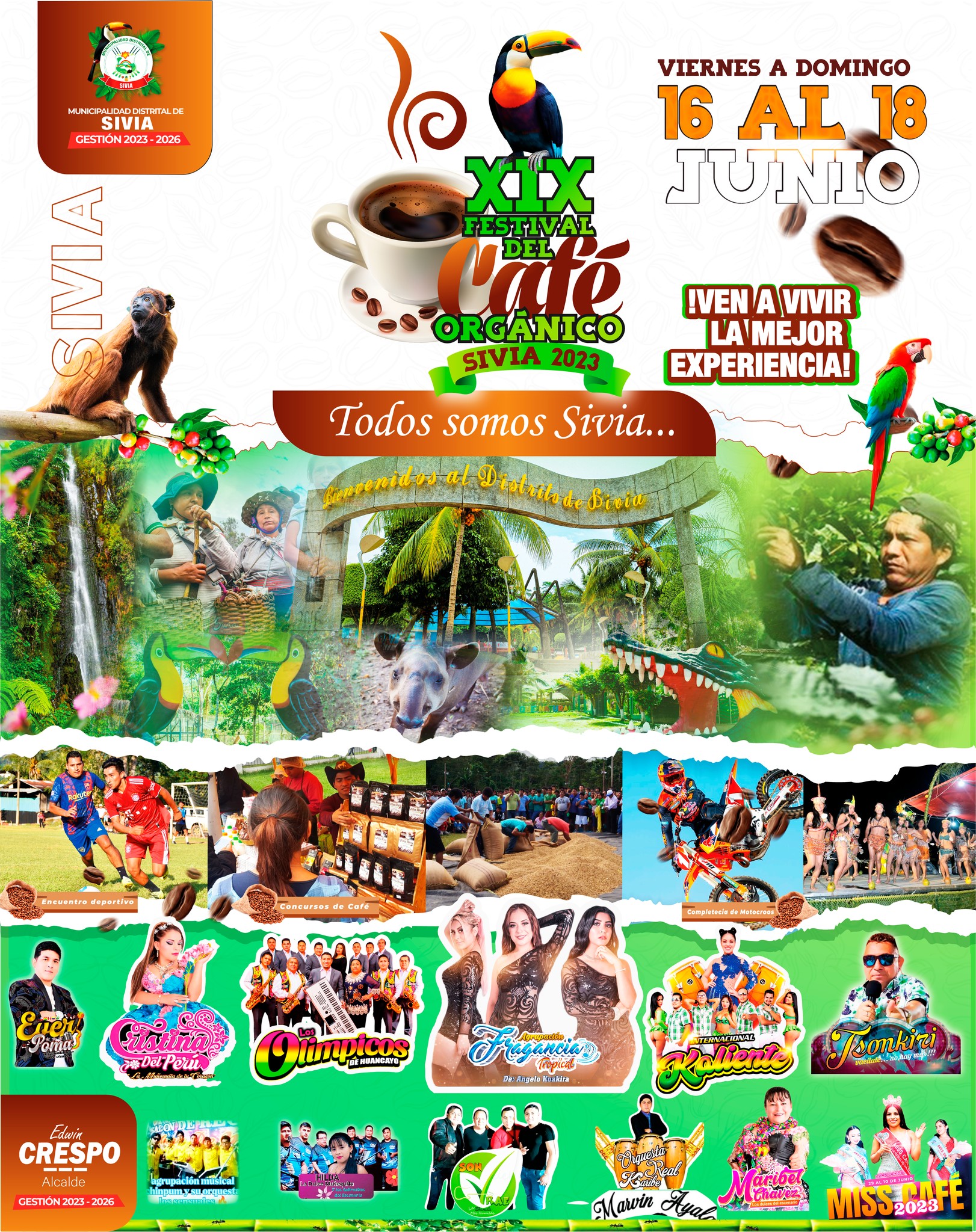 FLYER OFICIAL DEL FESTIVAL DEL CAFÉ ORGÁNICO SIVIA 2023