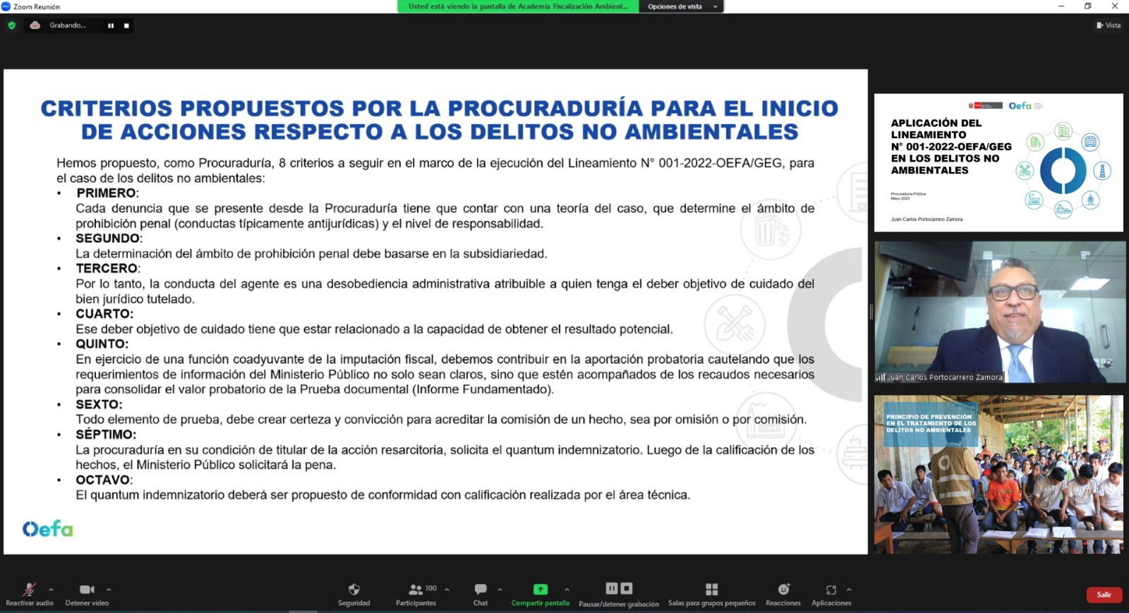 OEFA realizó curso virtual sobre la aplicación del lineamiento para la prevención de delitos ambientales y no ambientales