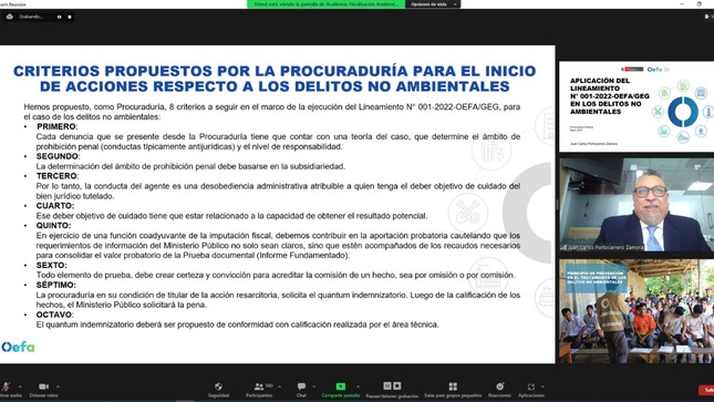 OEFA realizó curso virtual sobre la aplicación del lineamiento para la prevención de delitos ambientales y no ambientales