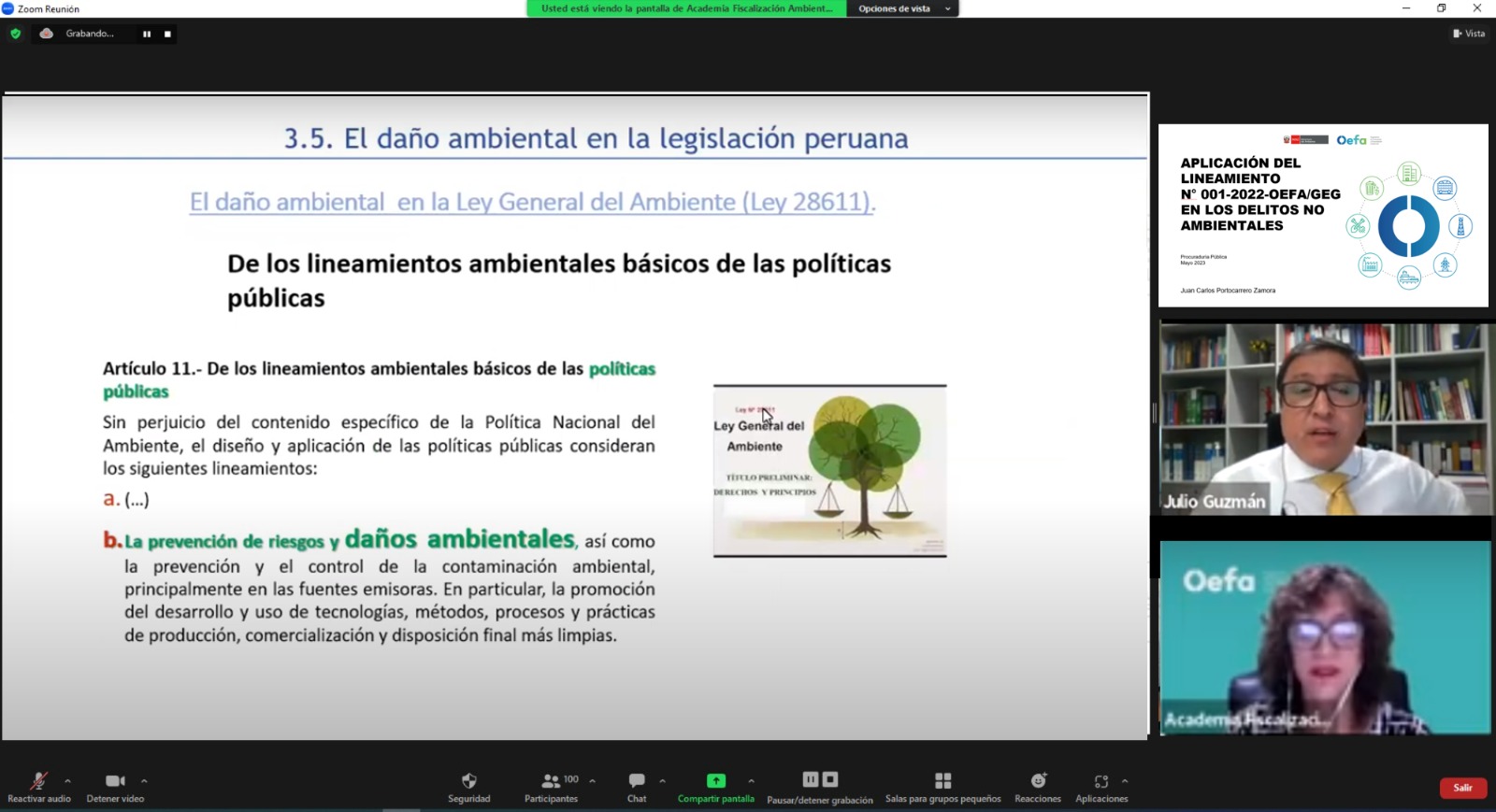 OEFA realizó curso virtual sobre la aplicación del lineamiento para la prevención de delitos ambientales y no ambientales