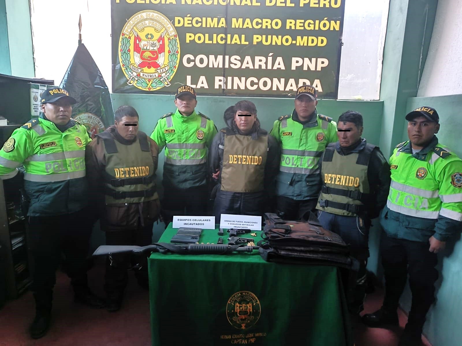 Detienen a seis personas con armas de fuego y chalecos antibalas en Puno
