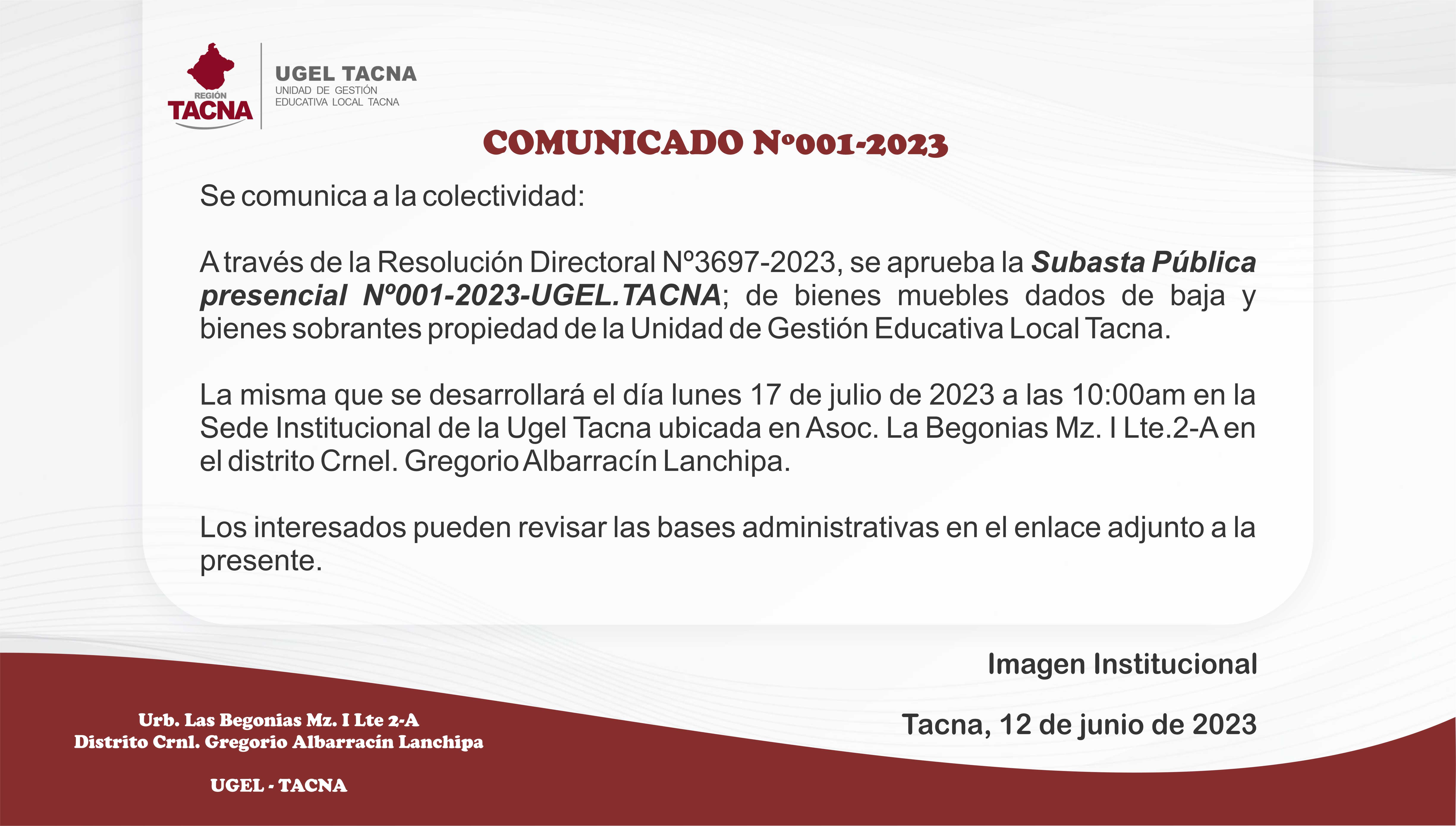 Archivo JPG de comunicado