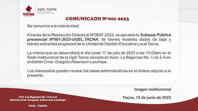 Archivo JPG de comunicado