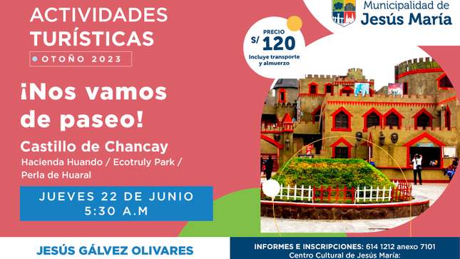 Este jueves 22 de junio, visitaremos el hermoso 🏰 Castillo de Chancay