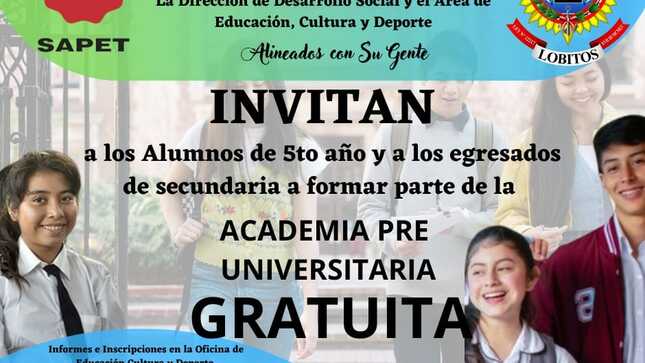 Archivo JPG de Este sábado se inicia la Academia Pre Universitaria Gratuita