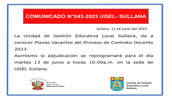 Comunicado N°243-2023