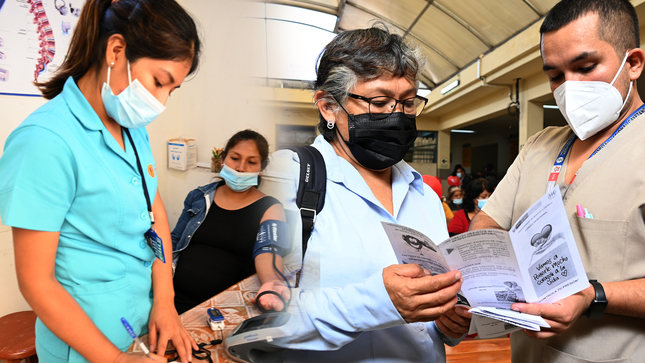 Imagen del personal asistencial y pacientes del Hospital Cayetano Heredia