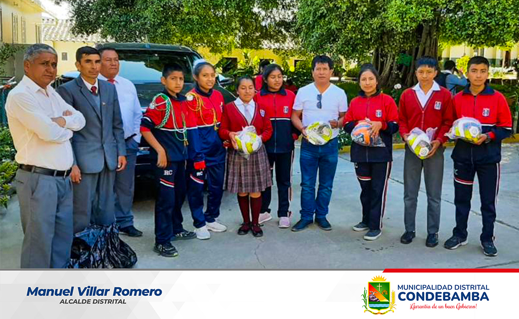 El alcalde del distrito de Condebamba Manuel Villar Romero, realizó una visita de trabajo a la Institución Educativa Mariscal Ramón Castilla de Malcas, donde escuchó las inquietudes de los estudiantes a fin de trabajar de forma conjunta. Asimismo, durante esta visita se entregó balones de fútbol y vóley para que sean usados en la practicas deportivas.